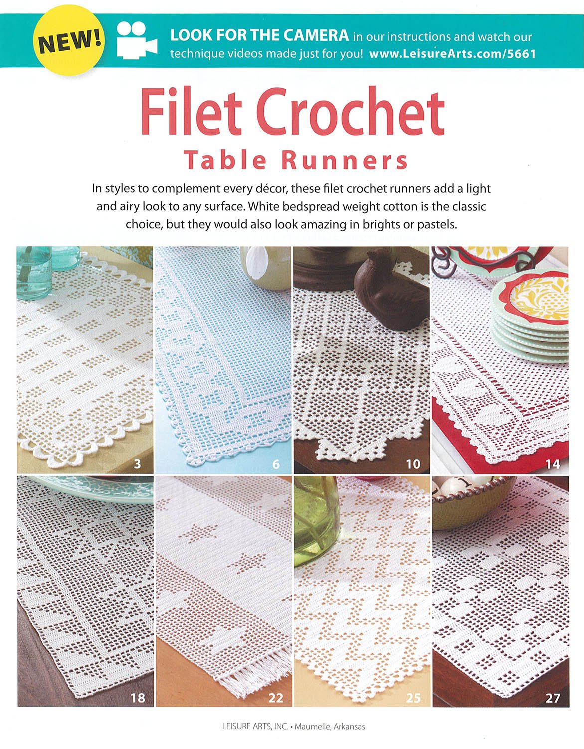 Leisure Arts Filet Table Runners Crochet Book