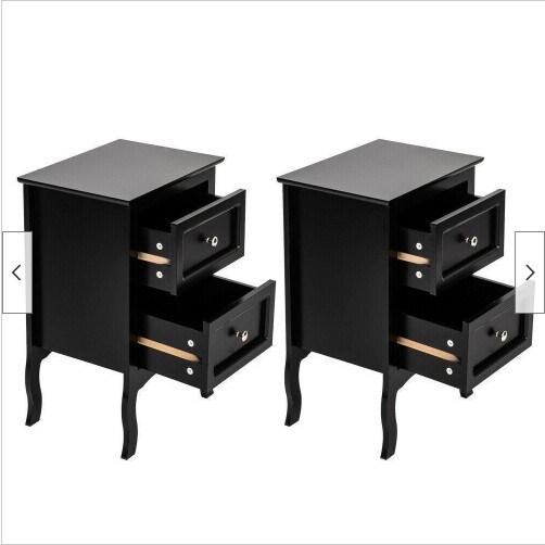 Set of 2 Nightstand Bedside End Table Shelf with 2 Drawers Bedroom Furniture