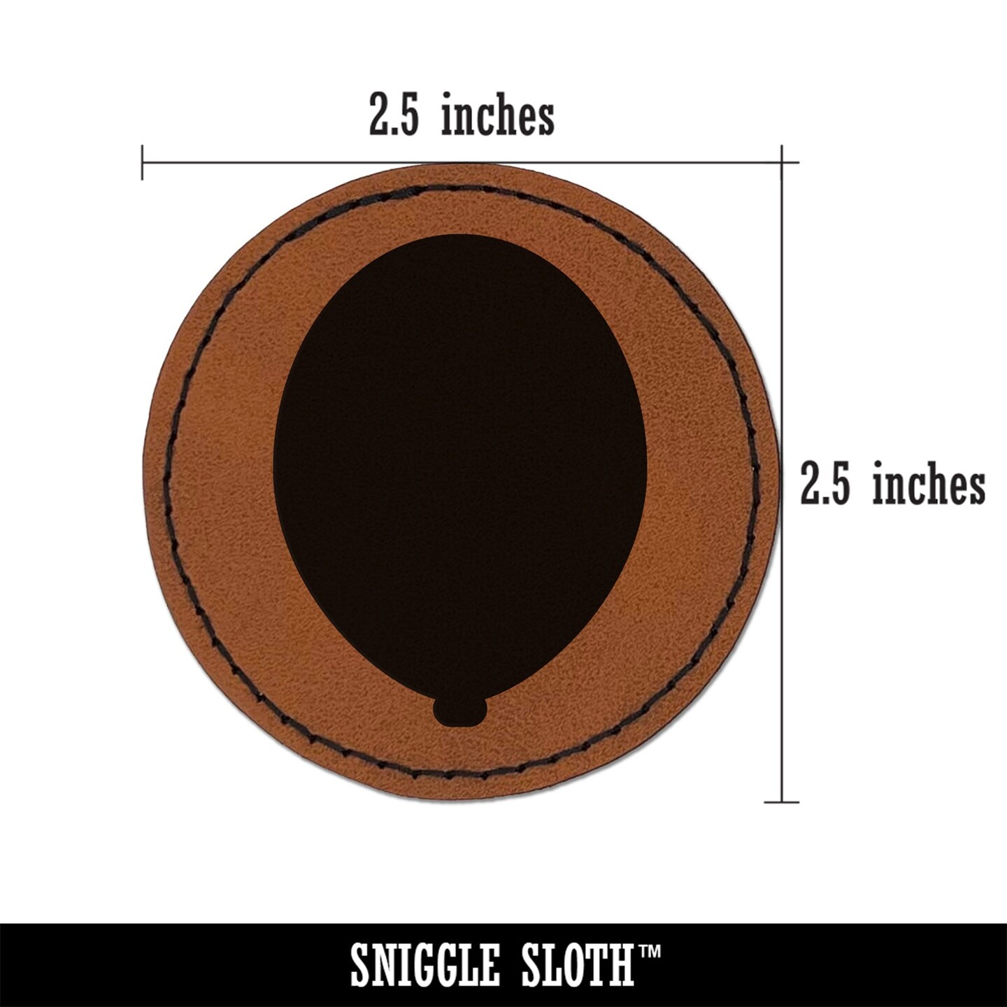 Balloon Party Birthday Round Iron-On Engraved Faux Leather Patch Applique - 2.5"