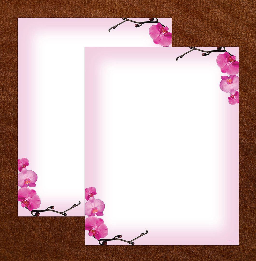 Great Papers! Pink Orchids Stationery Letterhead, Invitations and Announcements, Printer Friendly, 8.5&#x22;x11&#x22;, 80 Pack