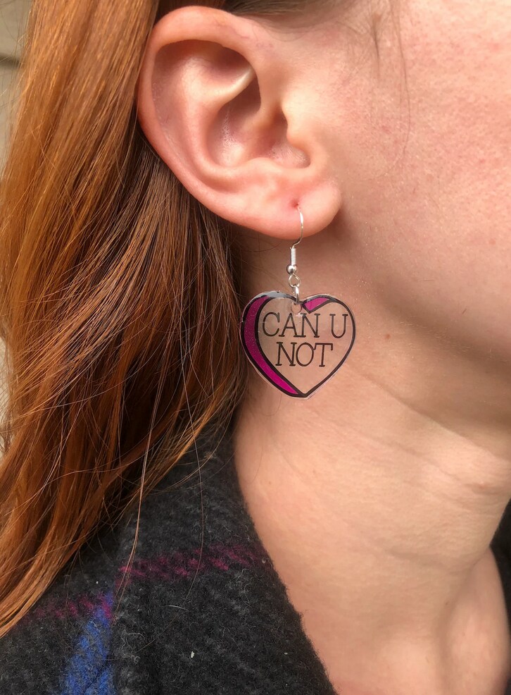 Not So Sweet Heart Earrings, anti valentines day earrings