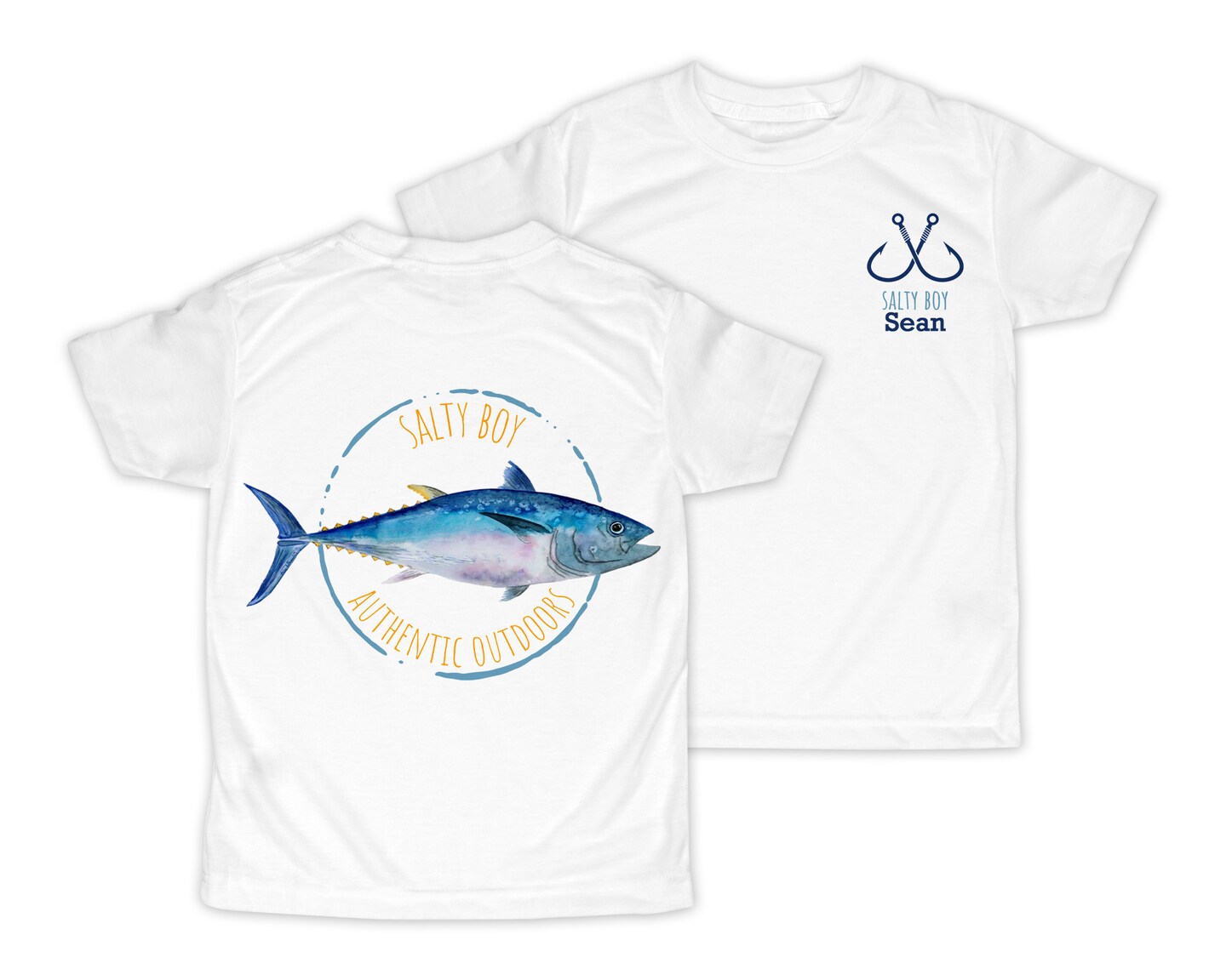 Salty Boy Fishing Personalized Shirt - Short Sleeves - Long