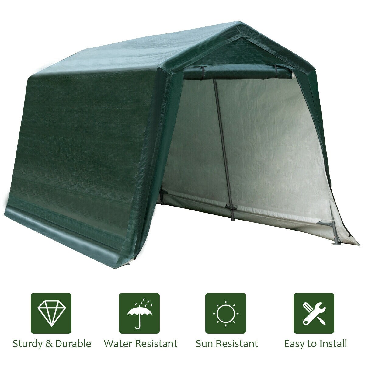 Outdoor Carport Shed with Sidewalls and Waterproof Ripstop Cover