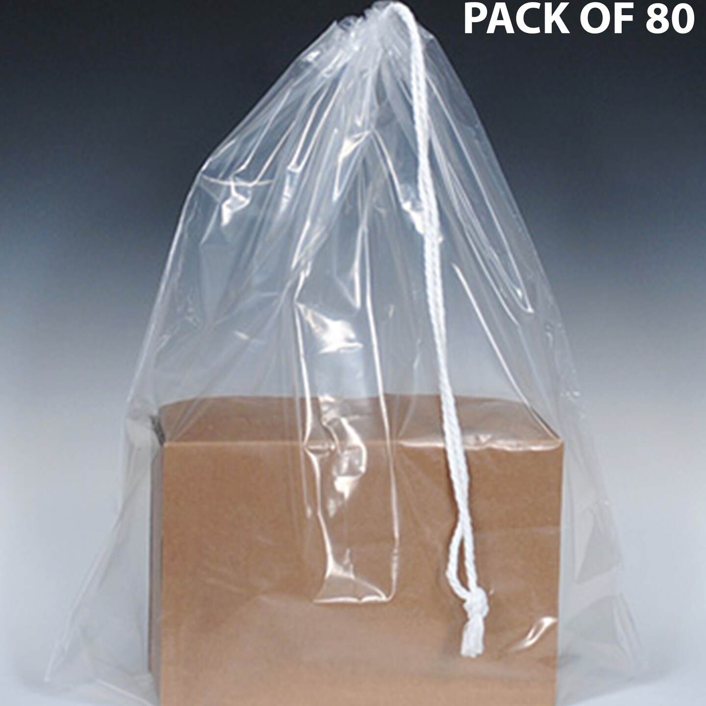 Poly Bag with Single Drawstring + 3" Bottom Gusset - Clear (Size 16" x 18" )