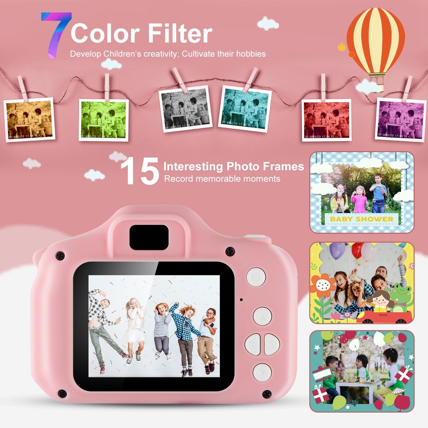 Kids Digital Camera with 2.0&#x27; Screen 12MP 1080P FHD Video Camera 4X Digital Zoom Games