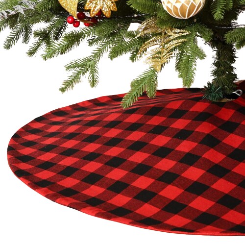 Kitcheniva Christmas Tree Skirt Red &#x26; Black Plaid