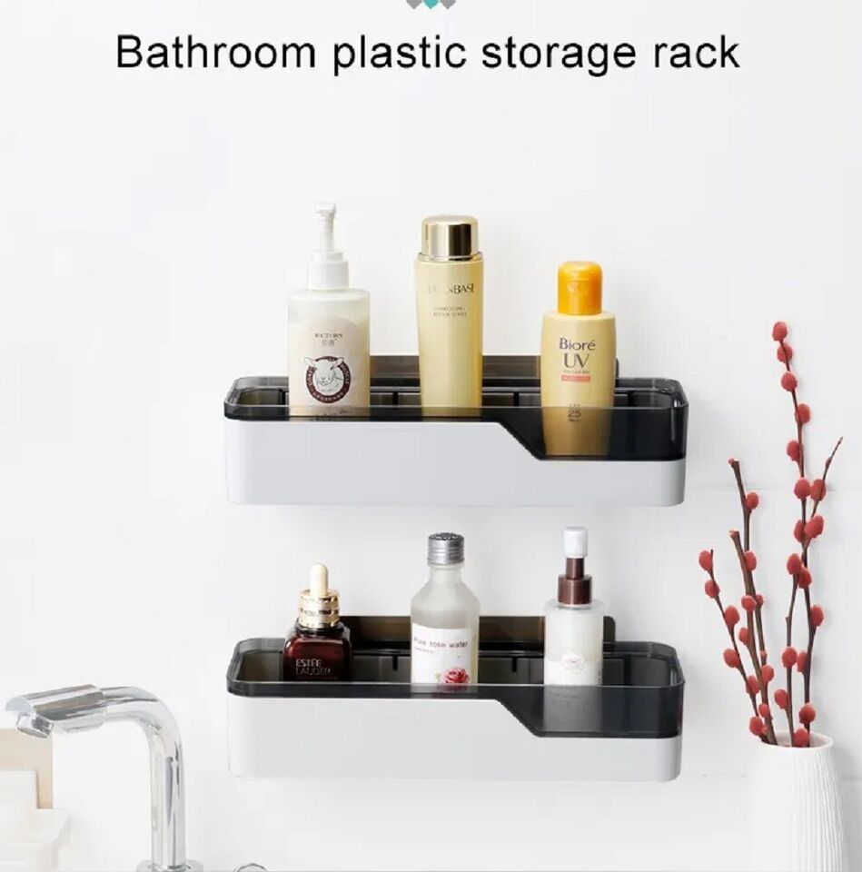 Wall-Mounted Corner Shower Caddy-Adhesive Bathroom Storage Organizer .