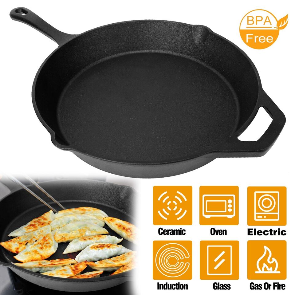 12&#x22; Pre-Seasoned Cast Iron Skillet - Oven-Safe, Non-Stick
