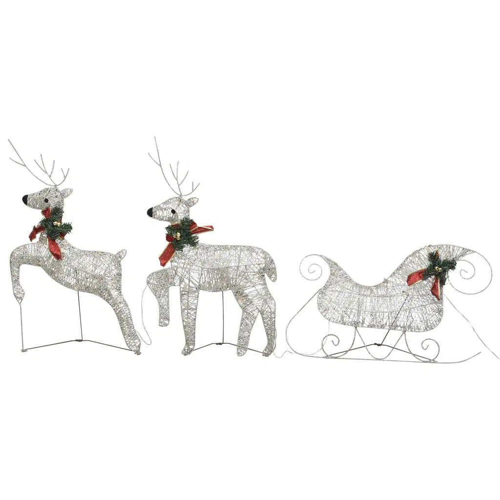 Outdoor Gold Christmas Decoration with 60 LEDs - Reindeer &#x26; Sleigh