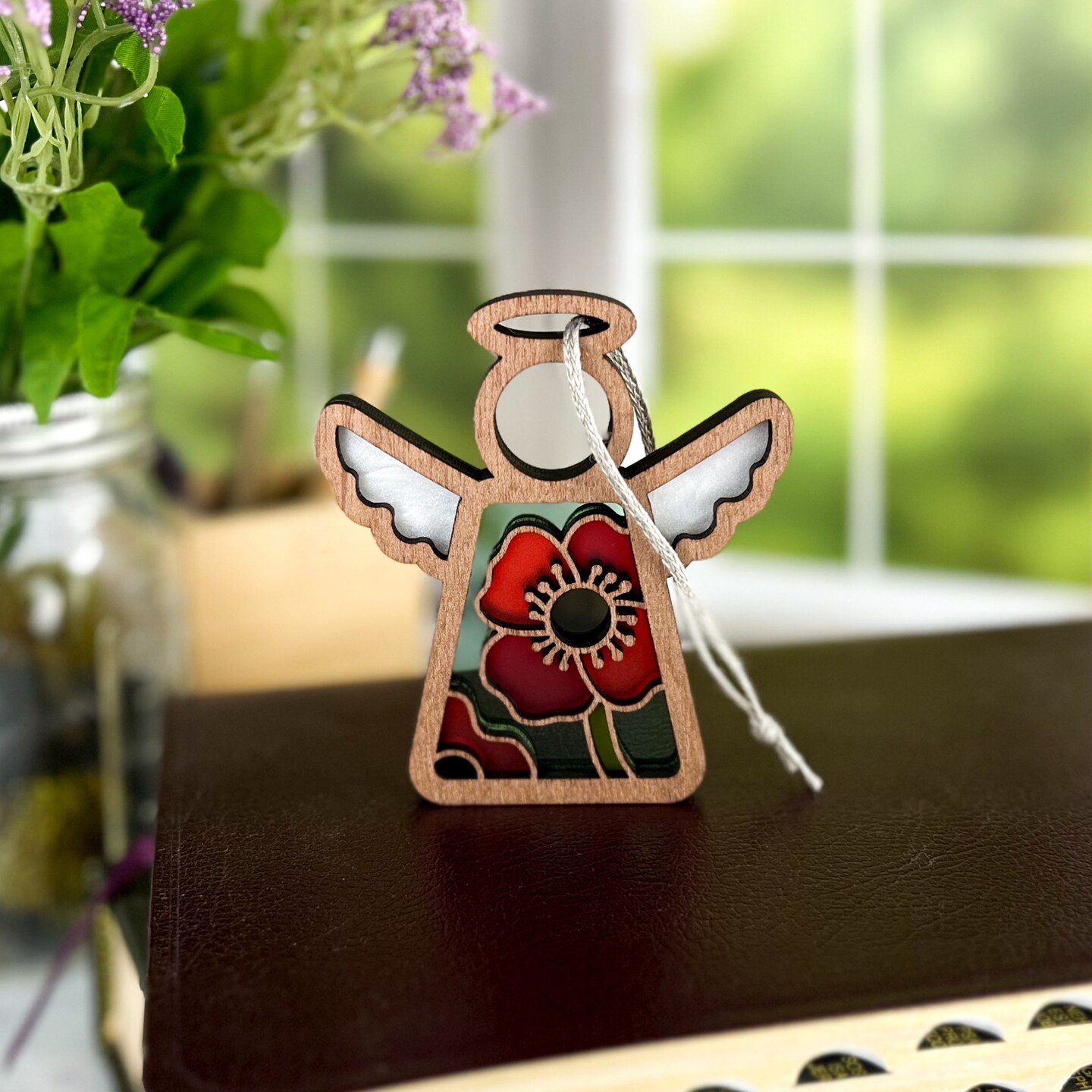 3.5&#x22; (H) Poppy Ornament - Handcrafted in Texas - Mother&#x27;s Angels&#xAE; Figurine - Mother&#x27;s Day Gifts