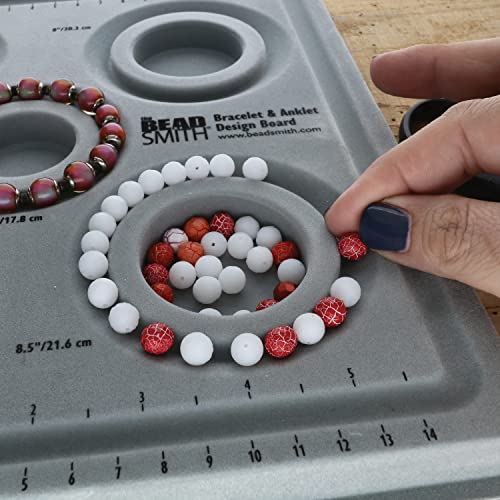 Elements Bracelet & Anklet Design Bead Board – 10.75 x 13.75 Inches – Removable Transparent Cover – Flocked Surface, Multiple Channels & Printed Ruler – for Jewelry Making