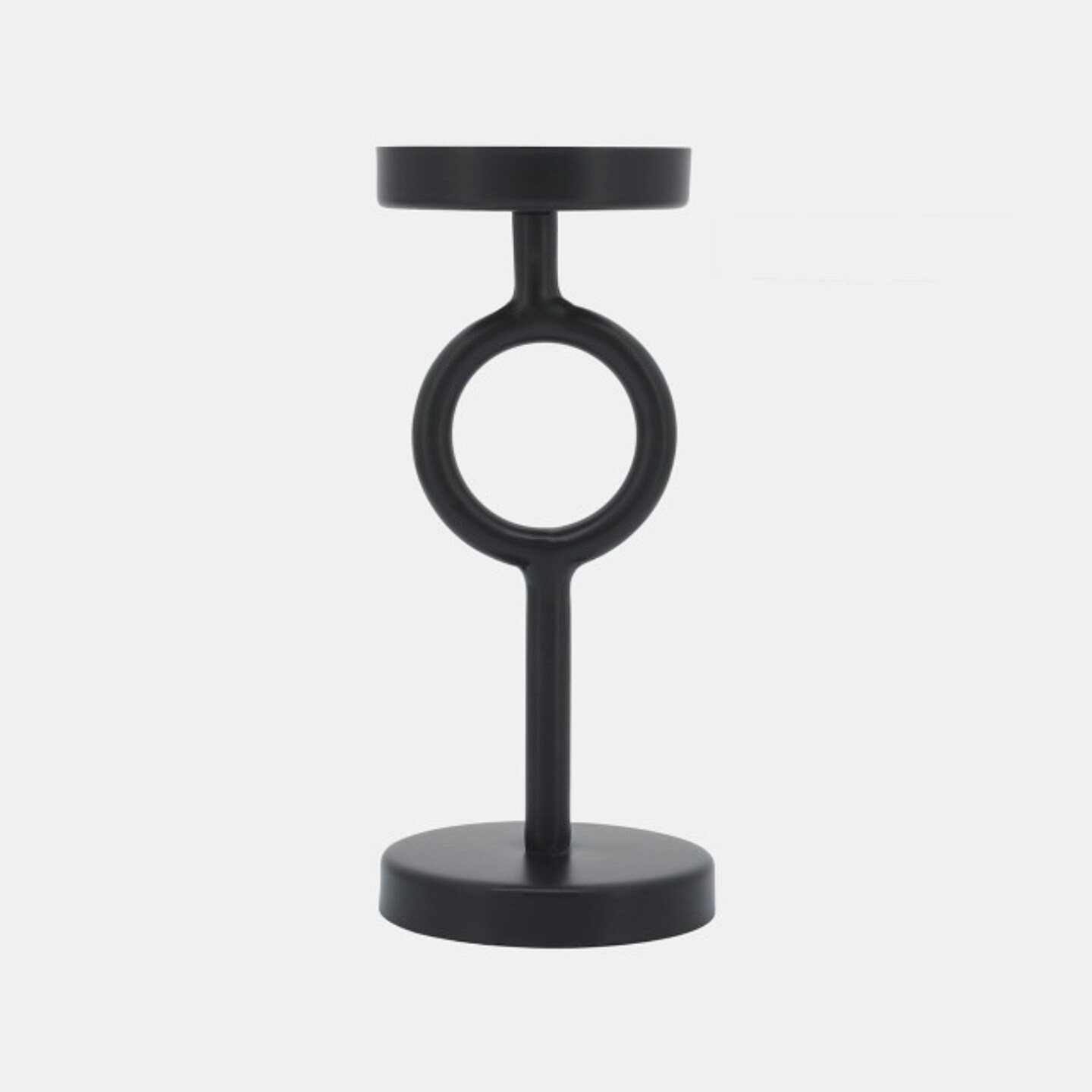 Kingston Living Metal Ring Pillar Candle Holder - 8&#x22; - Black