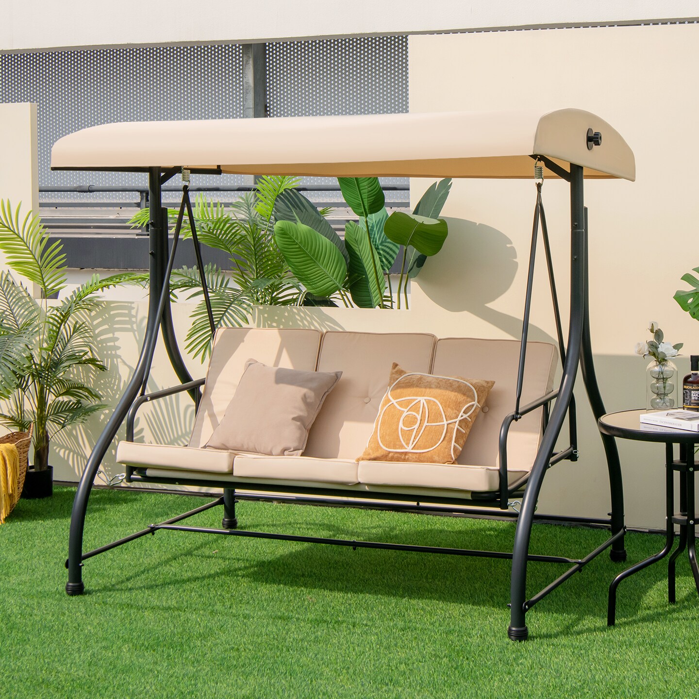 3 seat outdoor discount swing with canopy