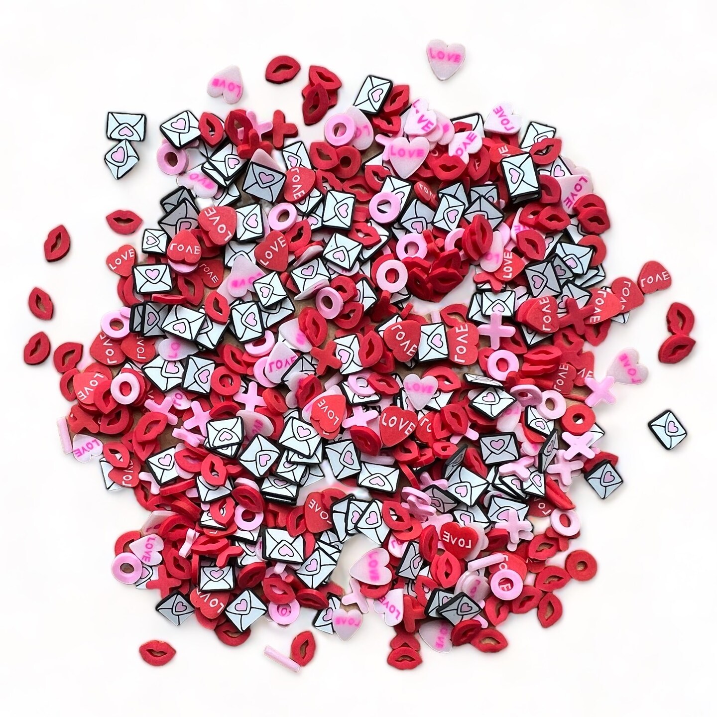 Buttons Galore Sprinkletz DIY Craft Embellishment Polymer Clay Pieces For Slime &#x26; Crafts 36 Grams - 3 Packs of Dear Valentine
