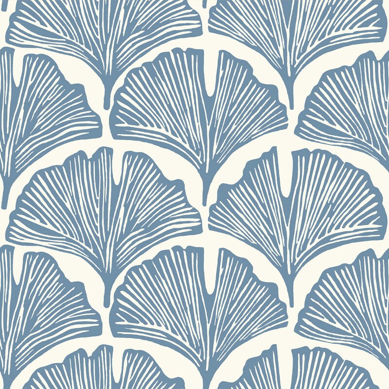 Tempaper &#x26; Co. x Novogratz Feather Palm Removable Peel and Stick Wallpaper, Waverly Blue, 28 sq. ft.