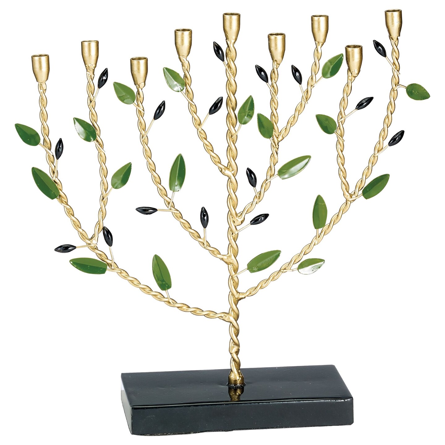 Rite Lite 10.25&#x22; Oliver Green and Gold Hand Crafted Hanukkah Tree Menorah