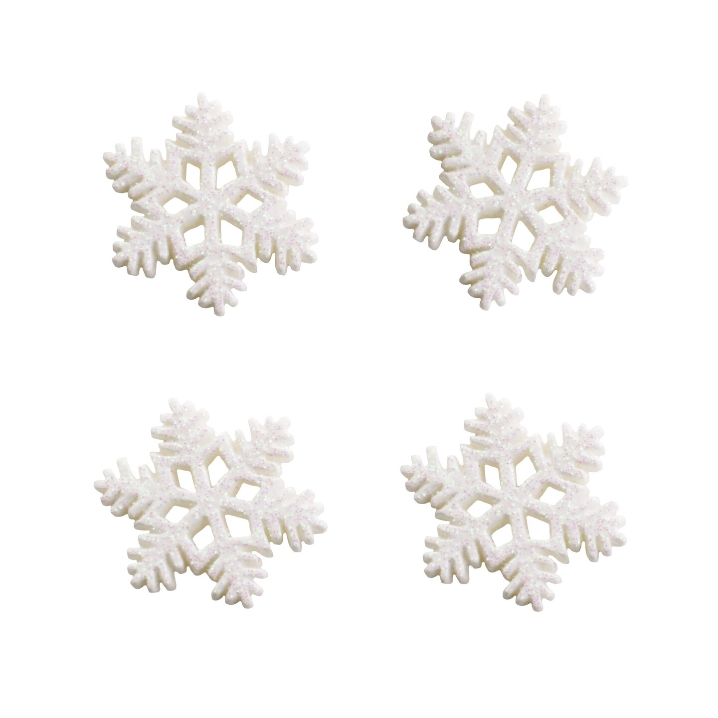 White Glitter Snowflake Flatback Craft Embellishments (4 pcs)