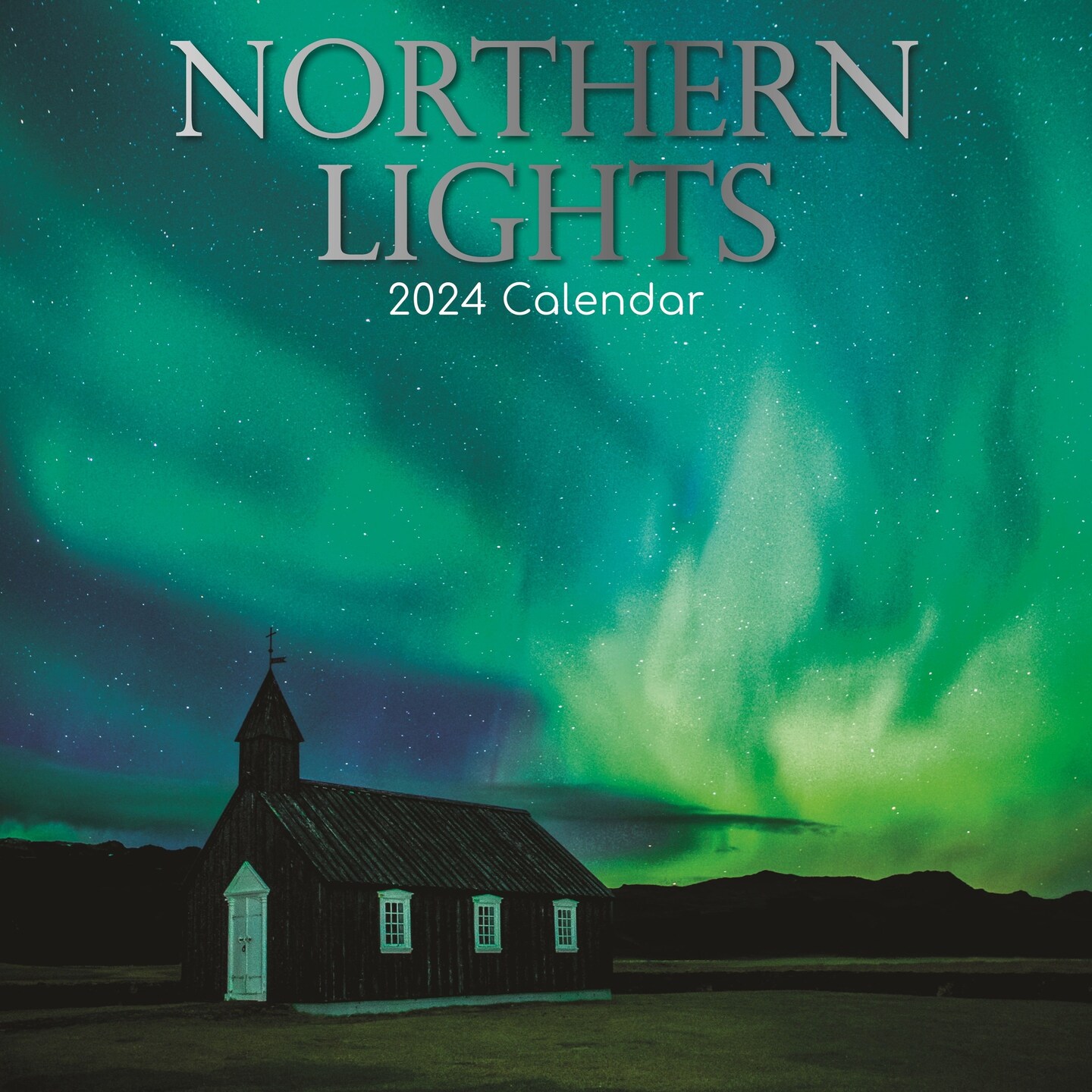 2024 Square Wall Calendar, Northern Lights, 16Month Natural World