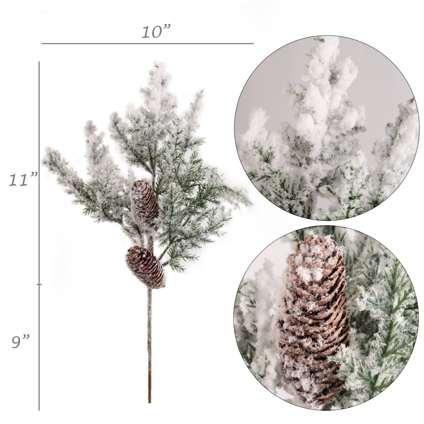 Snow Pine Picks with Pine Cones - Box of 6 Realistic Christmas Floral Accents for Home Decor and Events | 2024 Christmas Collection, Floral Home by Artificial Flowers