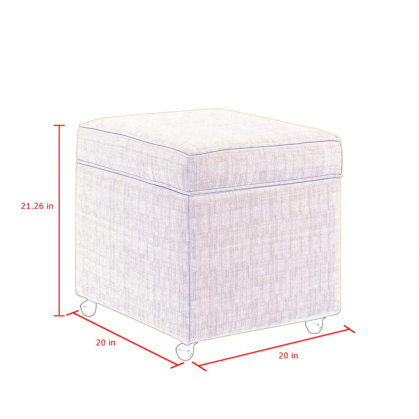 Laurie Linen Upholstered Rolling Cube Storage Ottoman