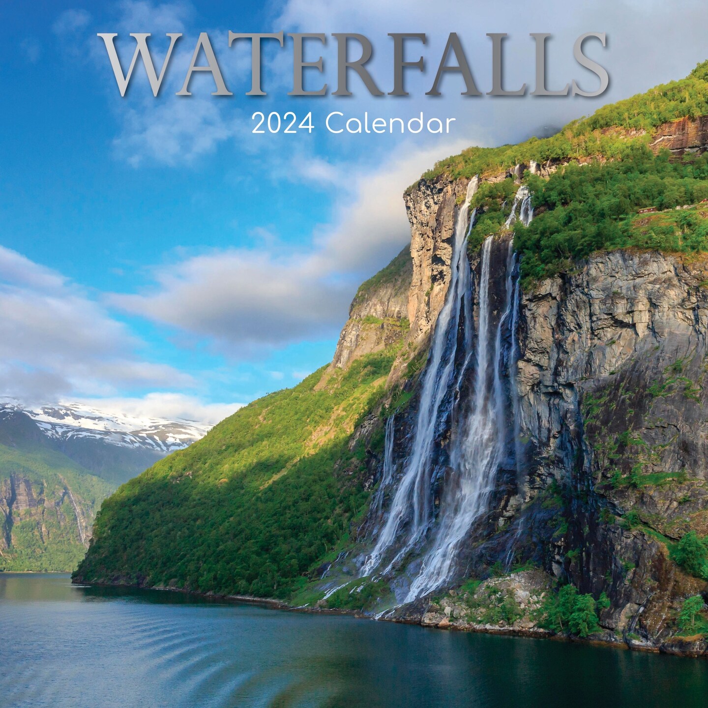 2024 Square Wall Calendar, Waterfalls, 16Month Natural World Theme