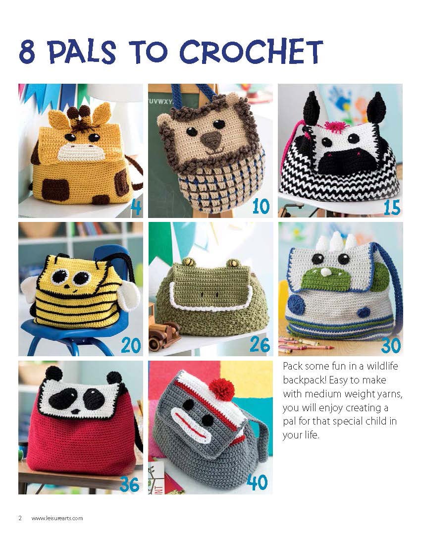 Leisure Arts Animal Backpacks Crochet Book