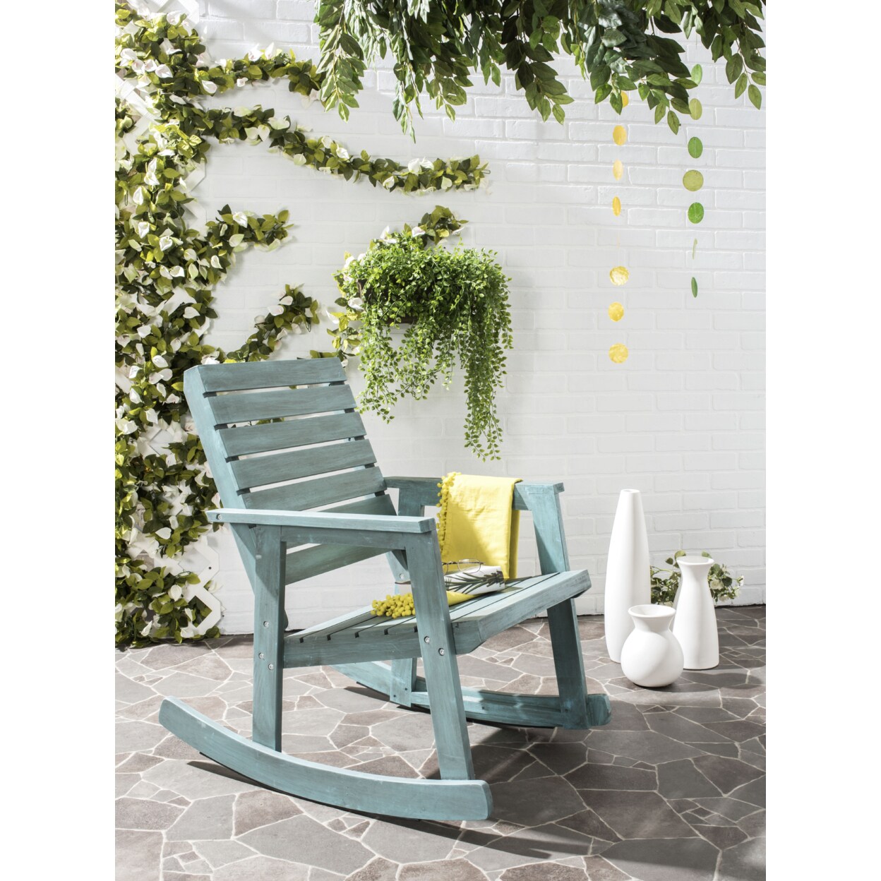 Safavieh   Outdoor Collection Alexei Rocking Chair Beach House Blue