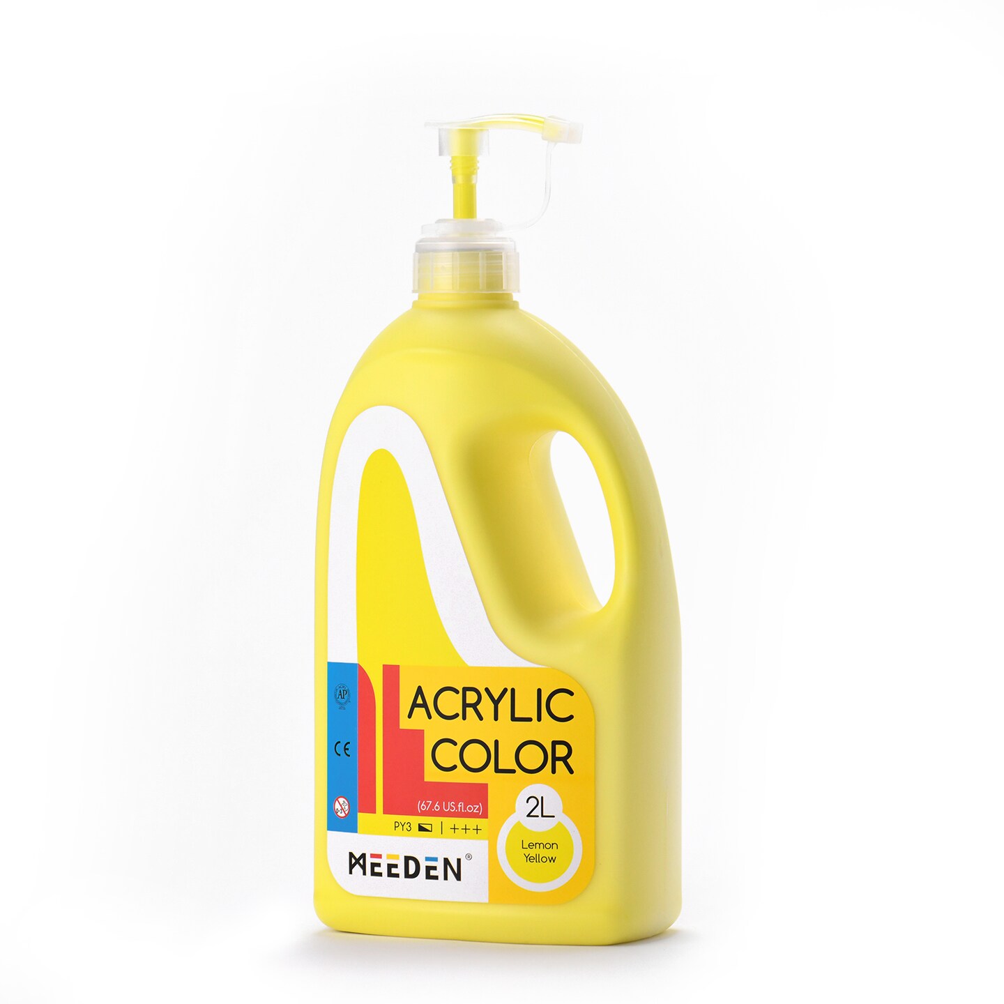 MEEDEN Lemon Yellow Acrylic Paint with Pump Lid, 1/2 Gallon (2L /67.6 oz.) Heavy-Body Non-Toxic Rich Pigment Color, Perfect for Art Class, Wall Painting, Painting Party & Creative DIY