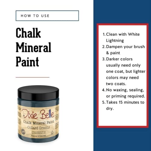Chalk Finish Furniture Paint | Collard Greens (8 Fl Oz) | Matte Deep Green Chic Chalk Mineral Paint | DIY Furniture Paint | Made in the USA