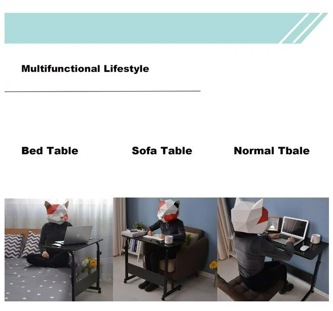 Laptop Table Adjustable Height Standing Computer Desk Portable Stand up Work Station Cart Tray Side Table for Sofa and Bed,Black