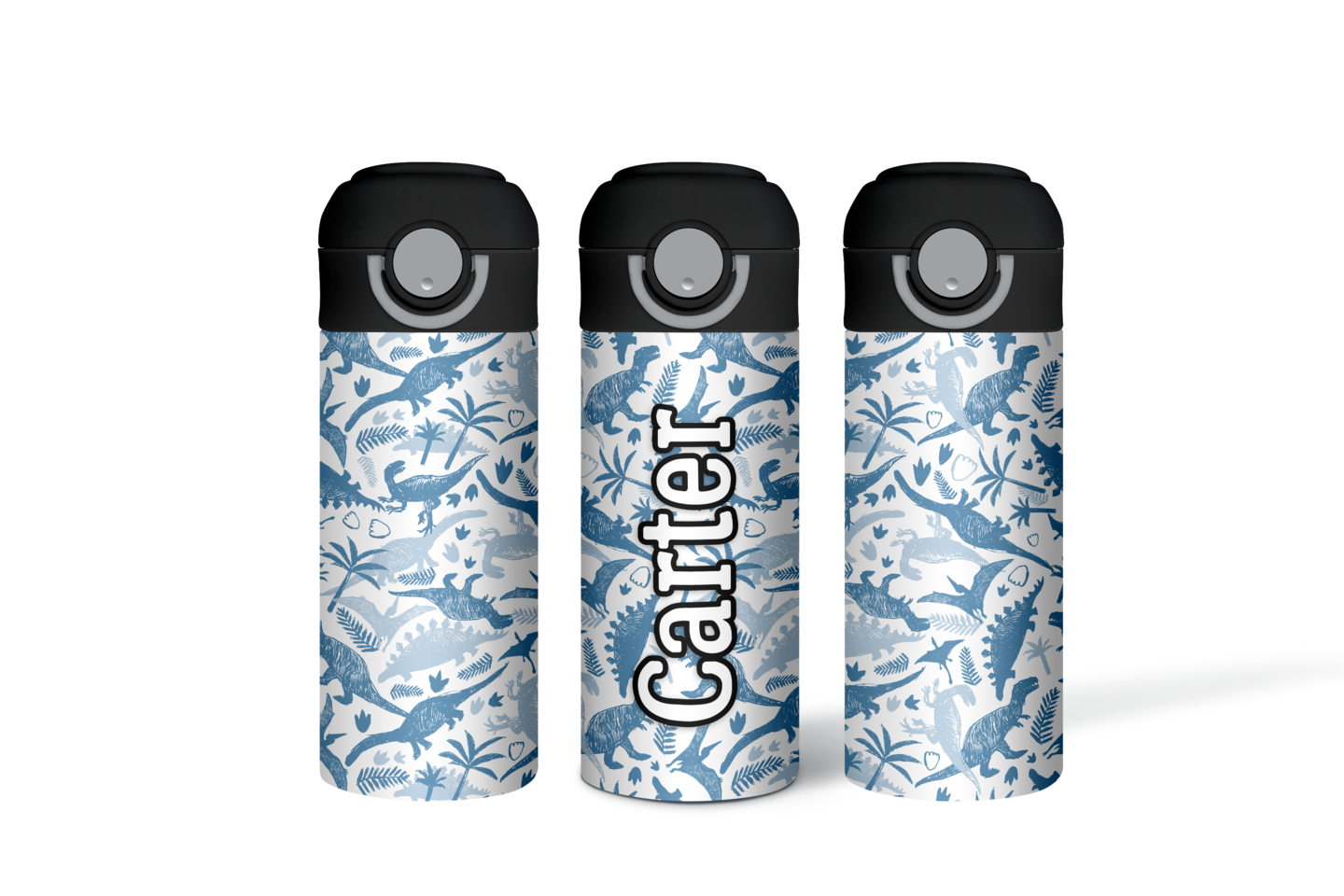 Blue Dinosaur Personalized Stainless Steel Water Bottle