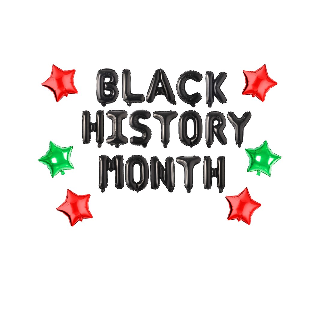 Black History Month Balloon Banner (Red &#x26; Green Stars)
