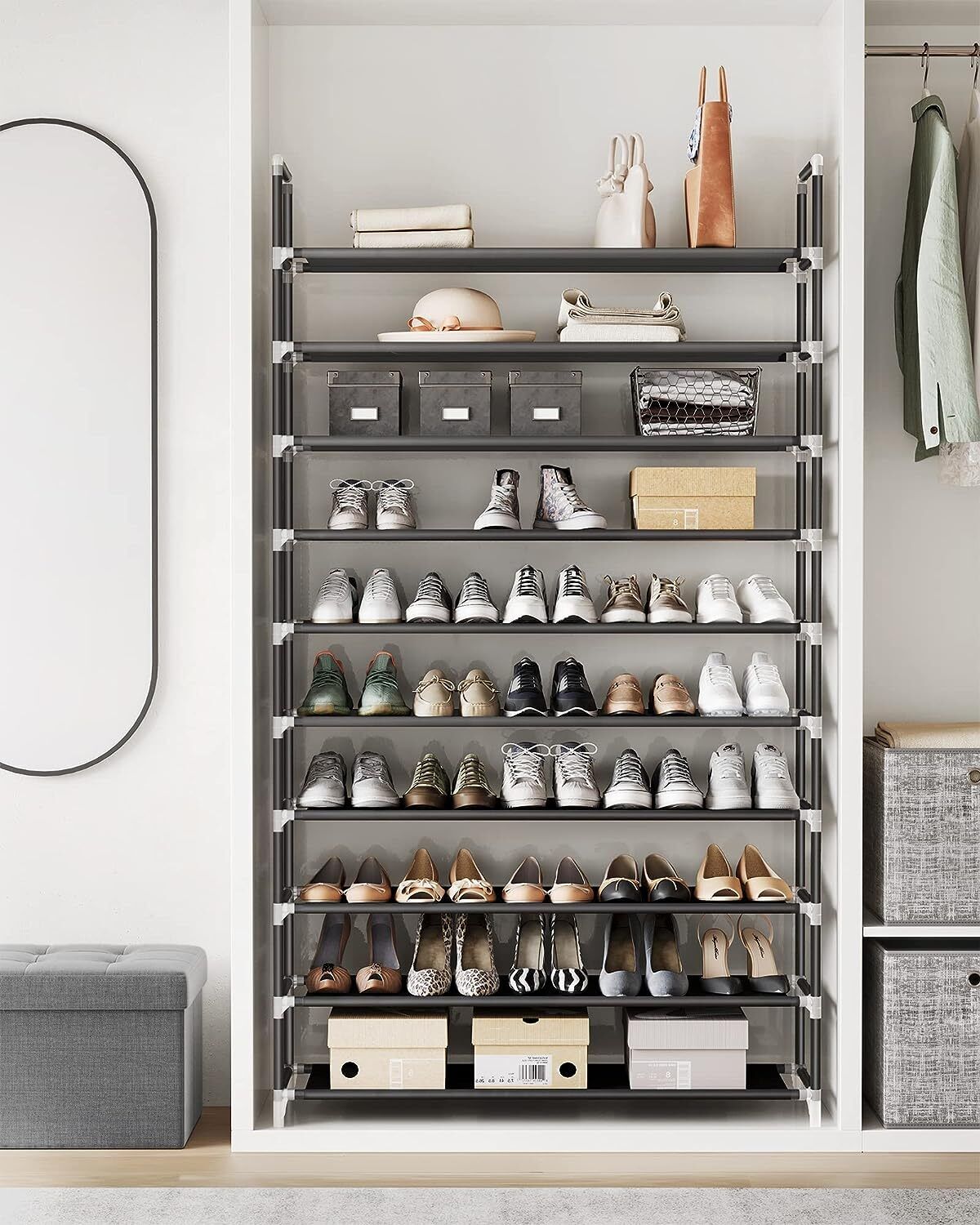 10 Tier 50 Pairs Shoe Rack Organizer Storage Shelf
