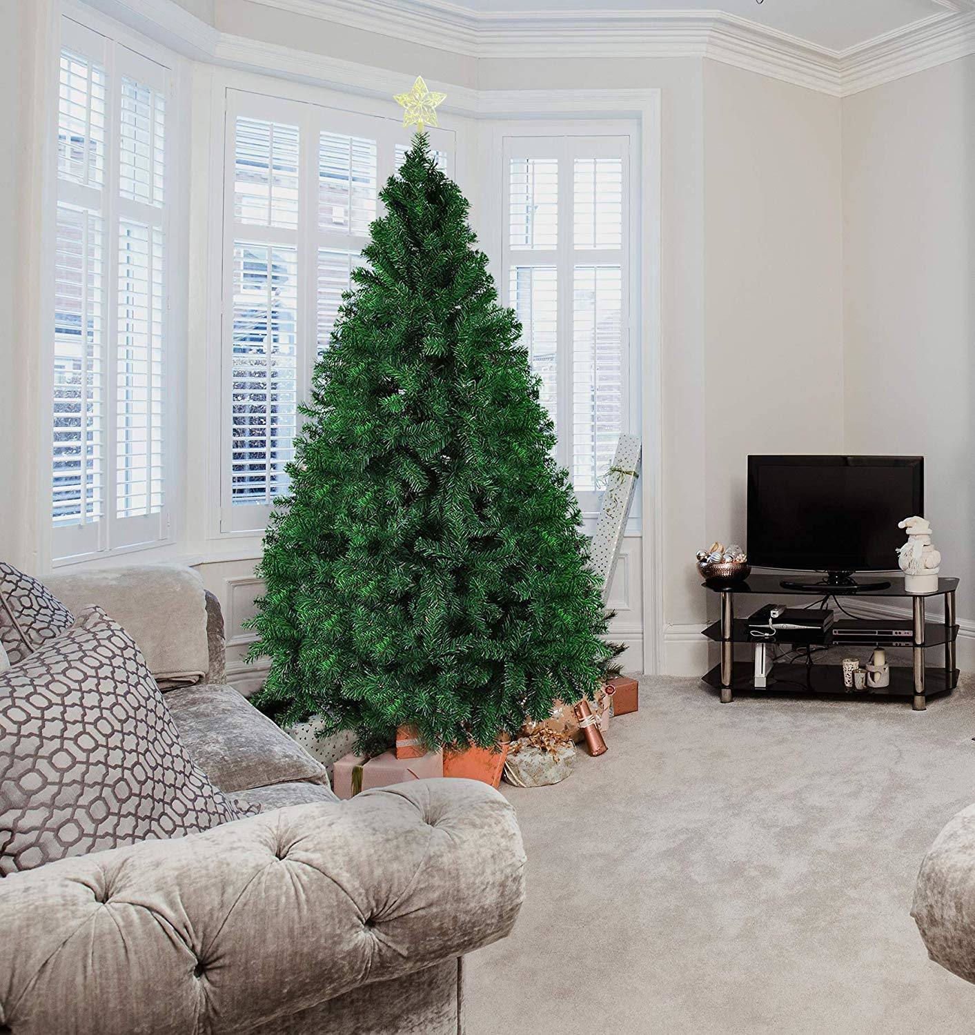 Bosonshop Upgraded 7&#x27; Green Metal Christmas tree, with Decorations