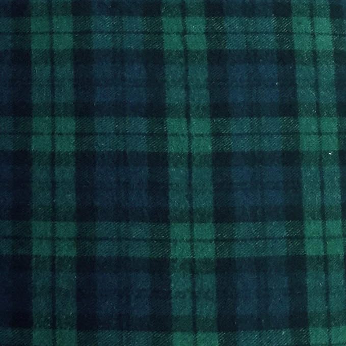 FabricLA 100% Cotton Flannel Fabric - 58/60&#x22; Inches (150 CM) - Cotton Tartan Flannel Fabric - Use as Blanket, PJ, Shirt, Cloth Flannel Craft Fabric - Blue &#x26; Green, 5 Continuous Yard