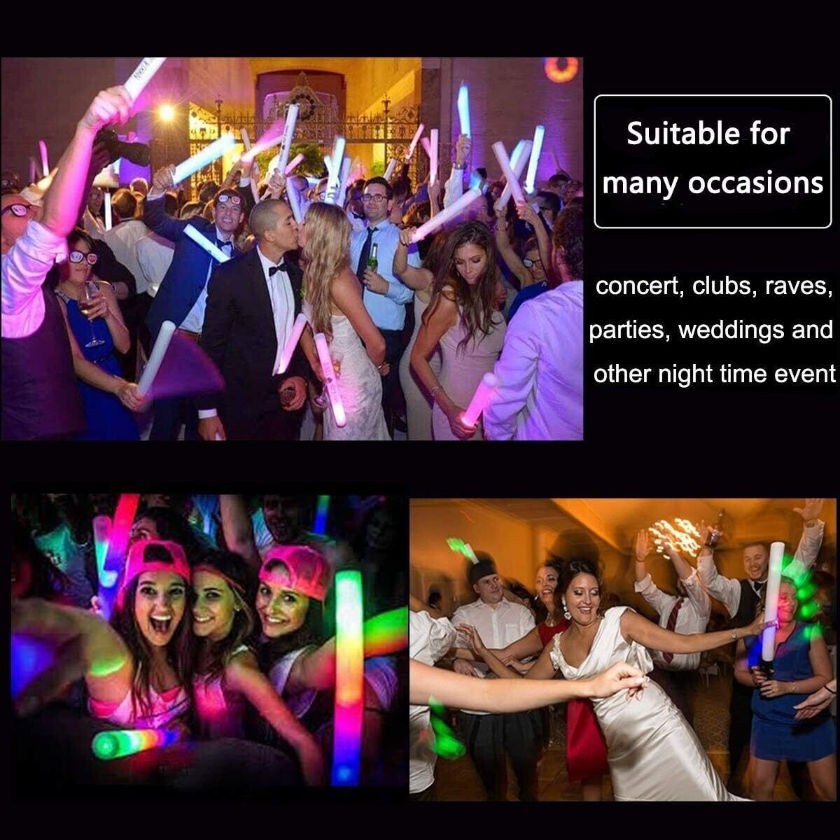 LED Foam Sticks for Parties, Raves, Glow Wands