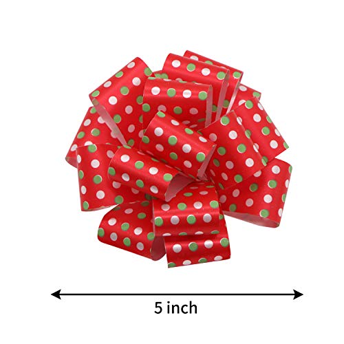 JOYIN 24 Christmas Gift Wrap Ribbon Pull Bows 5", Easy and Fast Gift Wrapping Accessory for Christmas Bows Baskets Wine Bottles Gifts Decoration, Gift Wrapping, Present Decor