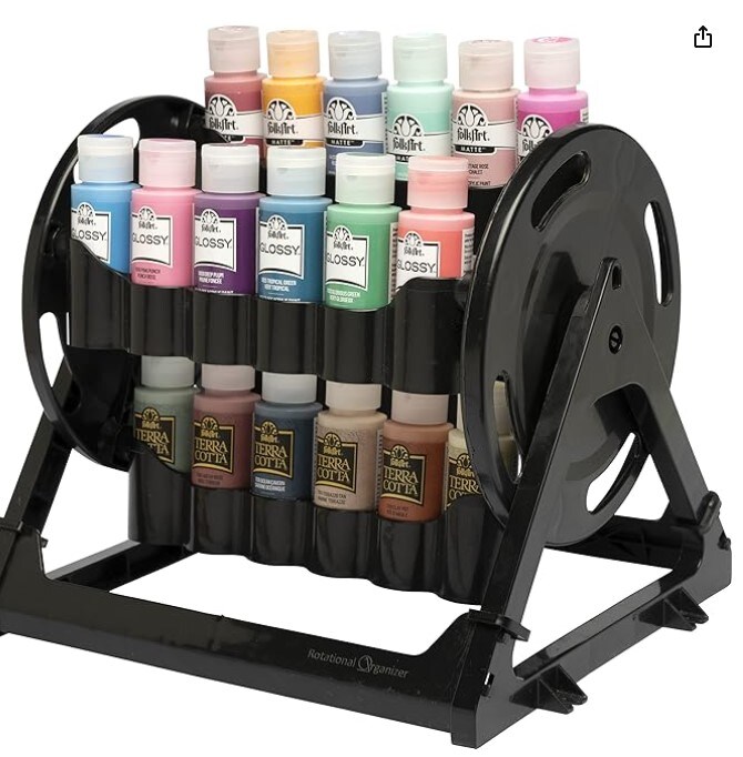 Storage for Rotational Organizers 31100, Black Container Holds 24 Standard 2 oz Bottles of Acrylic Paint for DIY Arts and Crafts
