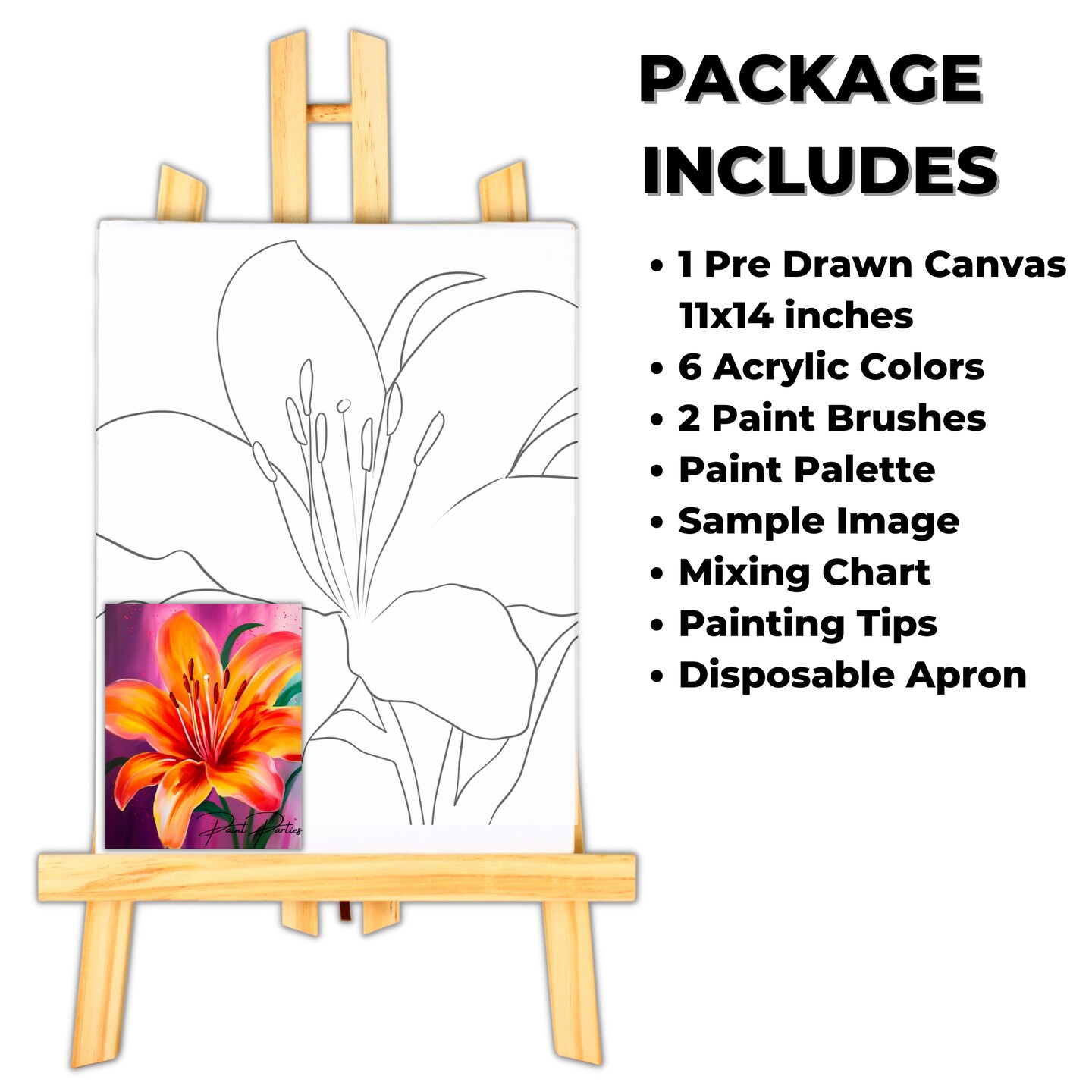 &#x22;Full Bloom&#x22; DIY Canvas Art Kit, Adult Beginner, Acrylic Paint Size 11x14 inch