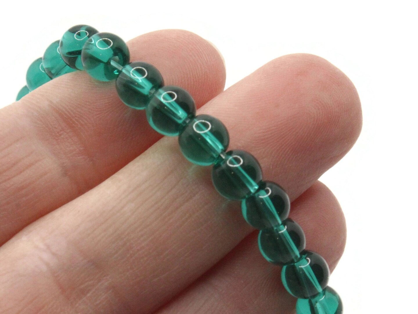 54 6mm Green Smooth Round Glass Beads