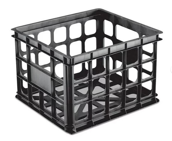 6 Pack Heavy Duty Plastic Black Storage Box Milk Crate