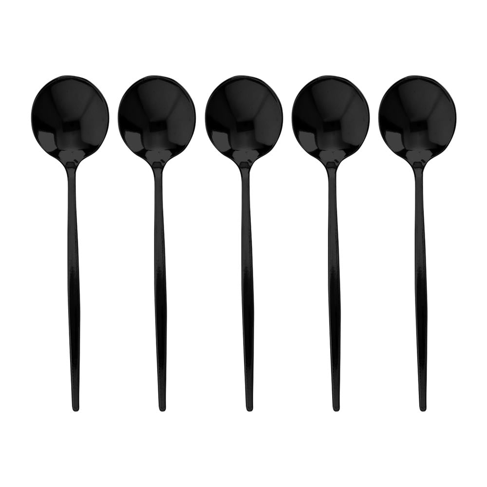 Solid Black Moderno Disposable Plastic Dessert Spoons (480 Spoons)