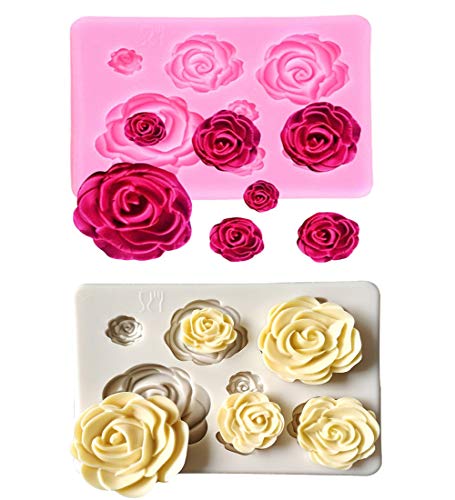 2PCS Rose Flowers silicone molds Cake Chocolate Mold wedding Cake  Decorating Tools Fondant Sugarcraft Cake Molds
