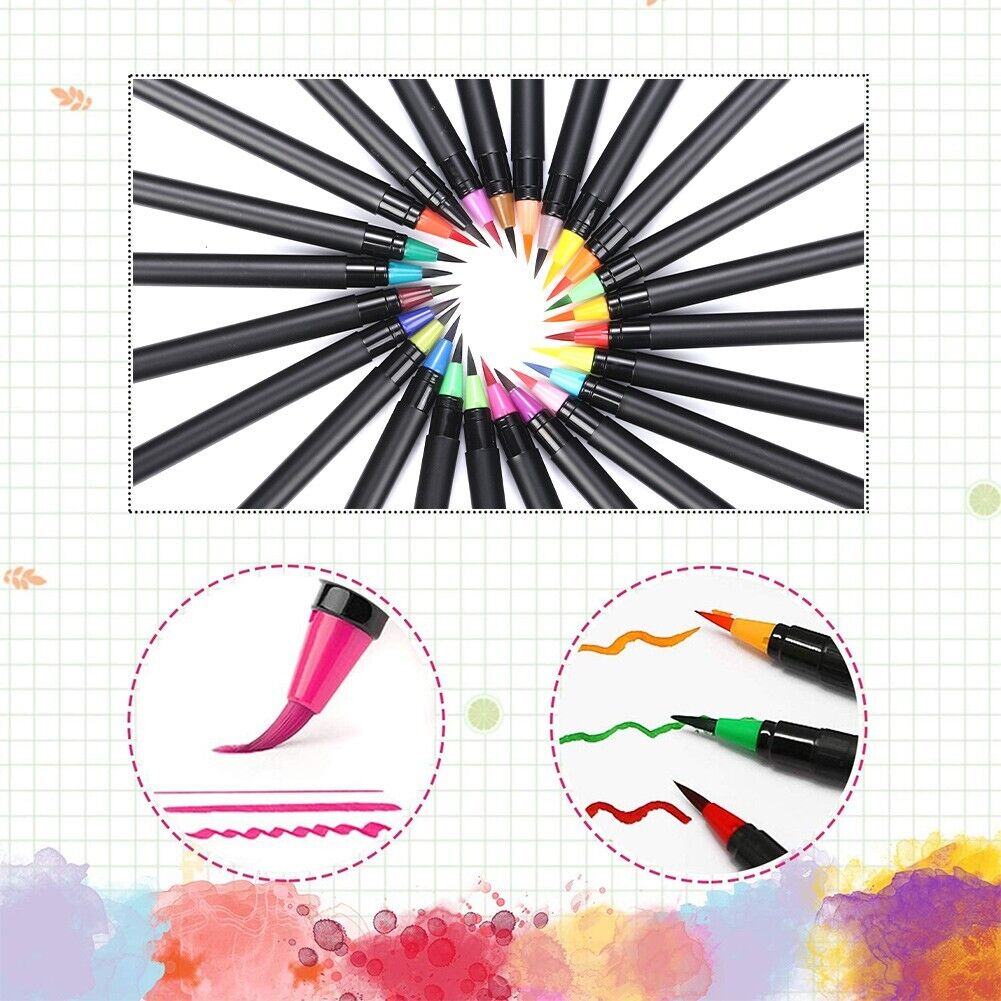 Set of 24 Soft Brush Watercolor Art Markers