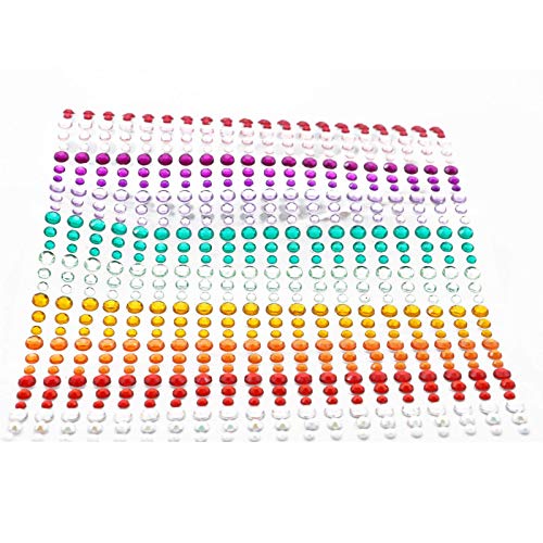 900 Pieces Self-Adhesive Rhinestone Stickers,15 Colors,DIY Face Gems Body Stickers Nail Makeup 3mm 4mm 5mm Festival Carnival Embellishments for Crafts 1pcs