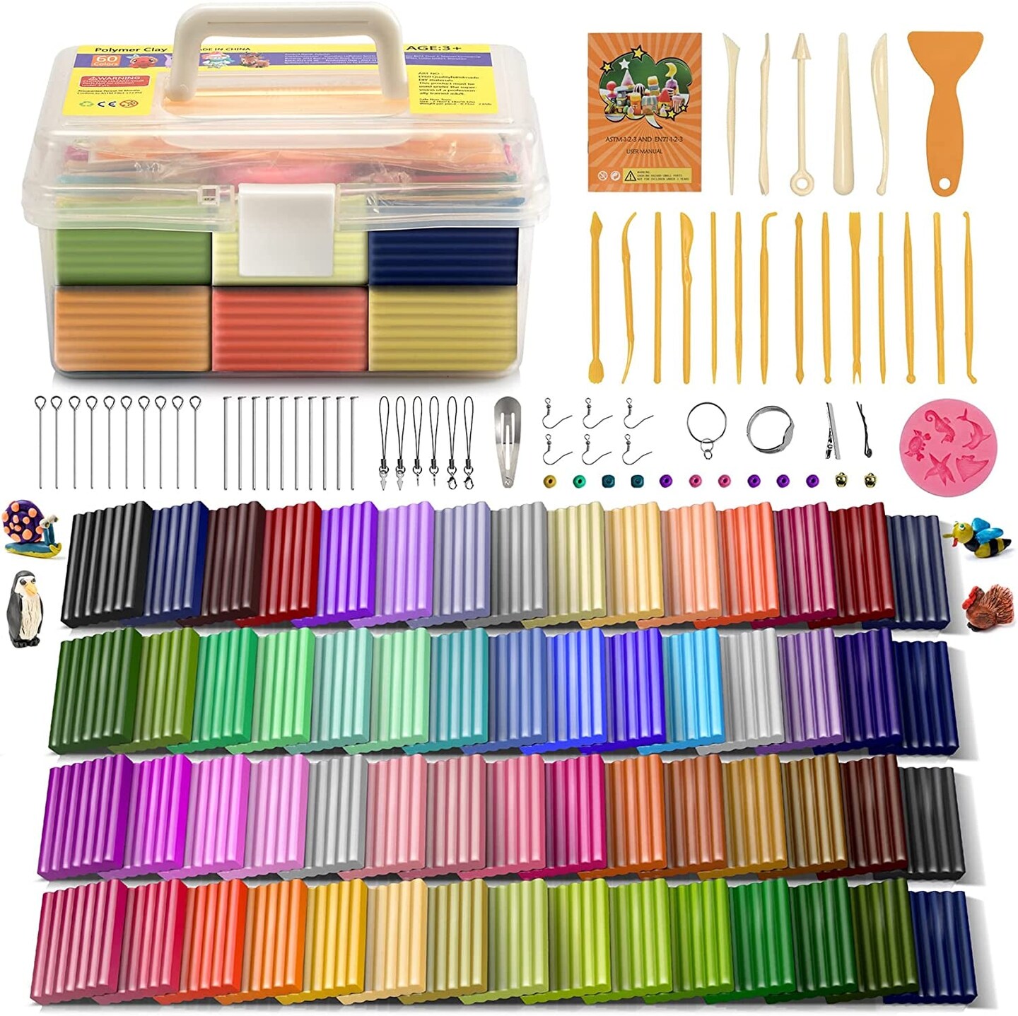 Polymer Clay 50 Colors, Modeling Clay for Kids DIY Starter Kits, Oven Baked Model  Clay, Non-Toxic, Non-Sticky,With Sculpting Tools, Gift for Children and  Artists (50 Colors A)
