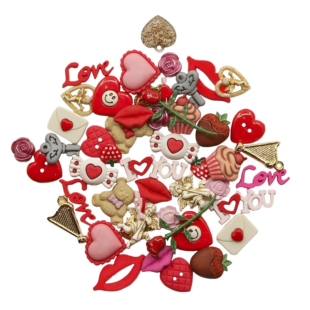 Buttons Galore Valentine's Button Super Value Pack for DIY Craft and Sewing Projects