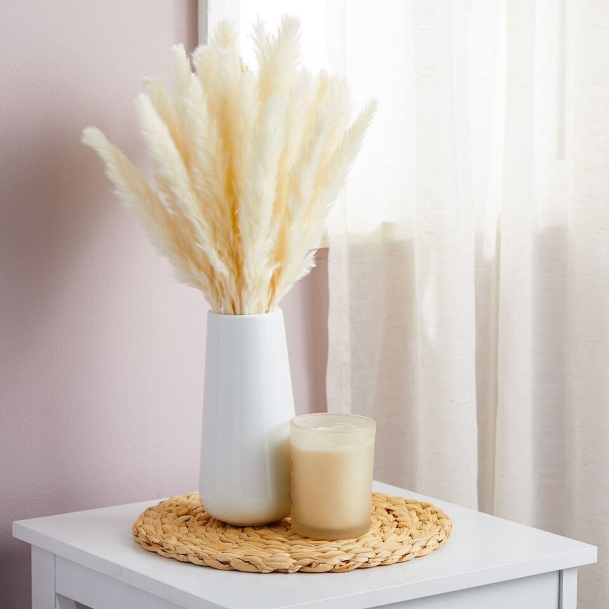 Decorative Pampas Grass with Ceramic Vase 40 packs