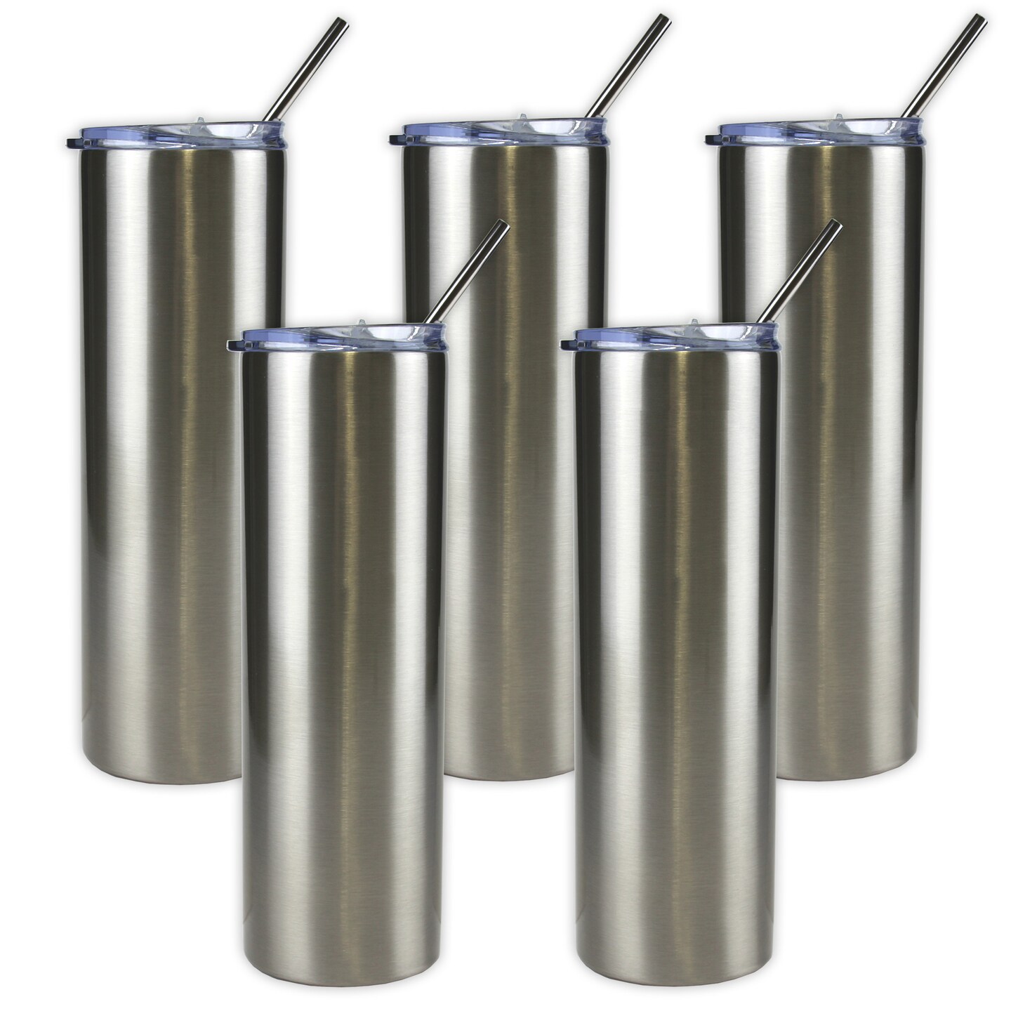 Blank Sublimation STRAIGHT 20oz Skinny Tumbler with Metal Straw