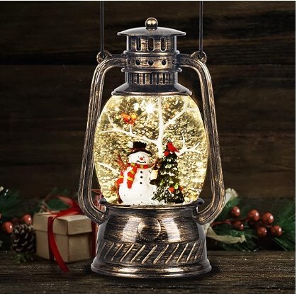 Snowball Lights Water Sparkling Snowman Christmas Tree Scene, Creative Retro Music Lanterns, Battery and USB-Powered Home Decorations, Children&#x27;s Christmas Decorations